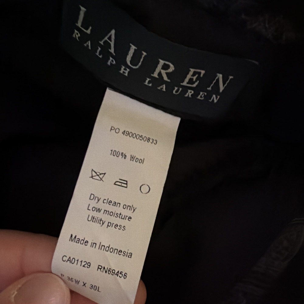 Lauren Ralph Lauren Men's Grey 100% Wool Dress Pants Flat Front 36x30 Regular - Picture 7 of 8